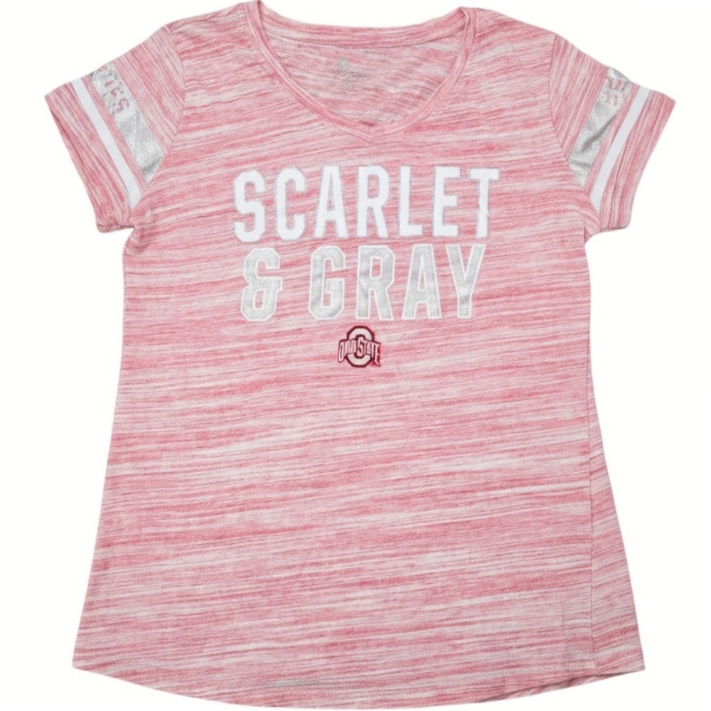 Campus Collection Ohio State T-Shirt Womens Medium Red Space Dye Scarlet & Gray